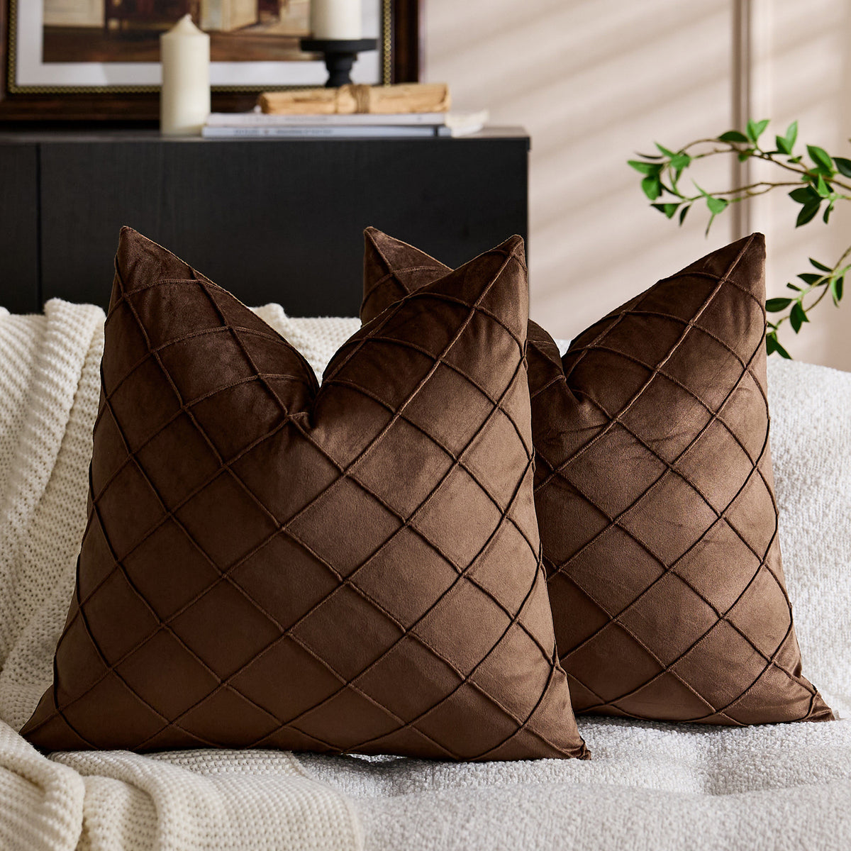 Solid Velvet Pillow Cover in 21 Colors, Decorative Square and Lumbar Cushion Cover for Sofas, Bedrooms and Cozy Home Styling