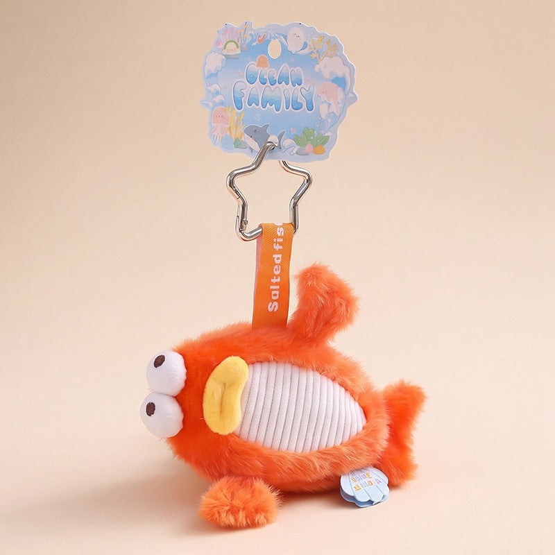Mini Ocean Animal Plush Bag Charm, 12 cm Sea Creature Keychain in 13 Styles for Backpacks, Handbags and Playful Gifts