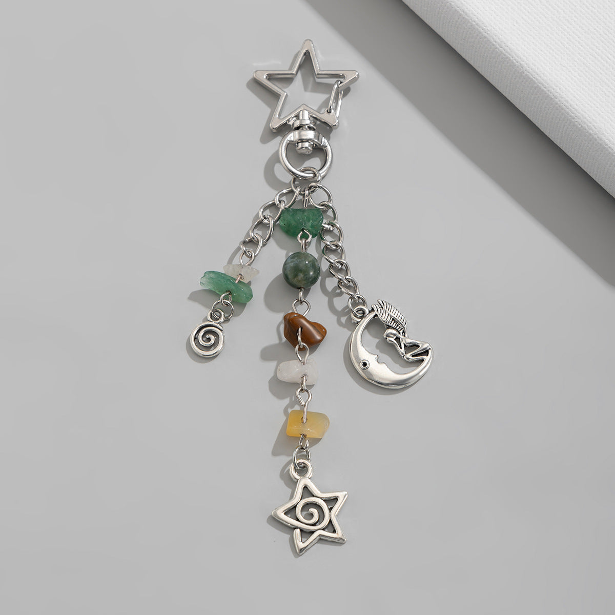 Natural Citrine & Aventurine Energy Charm | Handmade Gemstone Bag Keychain Pendant for Luck & Daily Calm