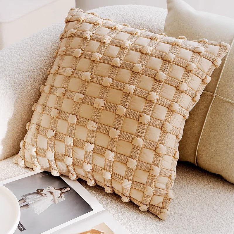 Vintage Cream and Brown Pillow Covers, Rose, Tufted and Geometric Designs for Sofas and Cozy Bedrooms