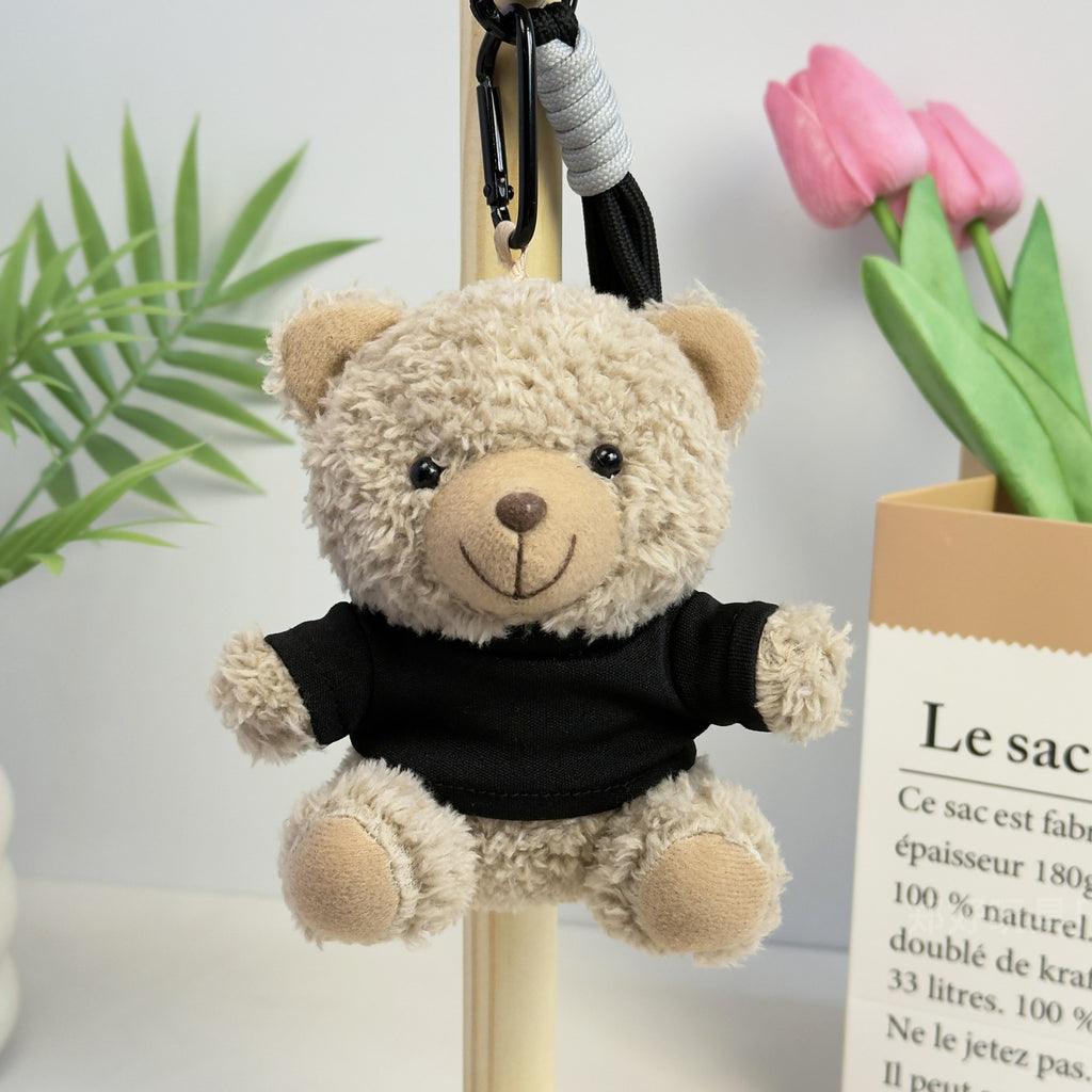Outfit Teddy Bear Plush Bag Charm, 11 cm Mini Stuffed Bear Keychain in Colorful Sweaters and Shirts