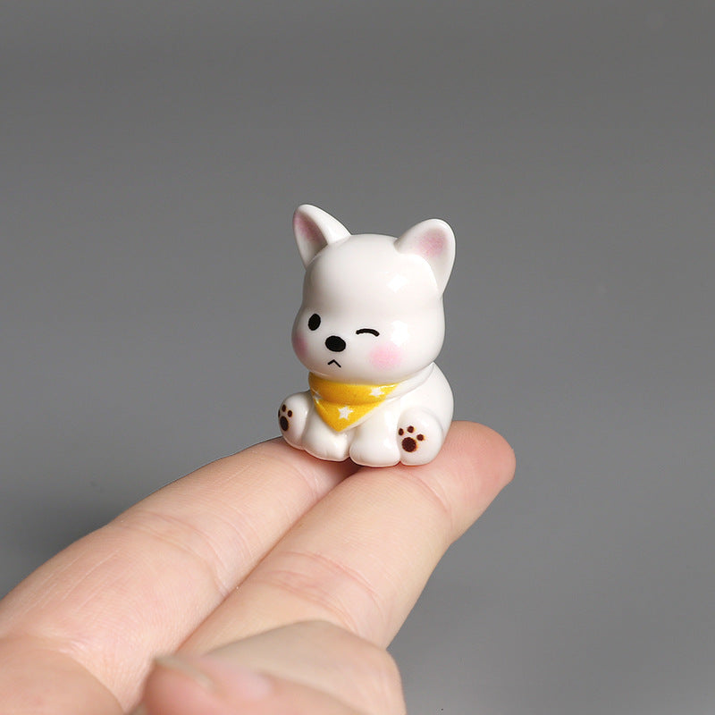 Tiny Puppy Miniatures, Complete 6 Piece Colorful Dog Figurine Set for Desks, Fairy Gardens and Dog Lover Gift Displays