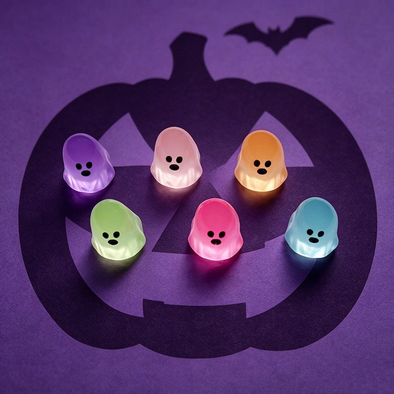 Colorful Mini Ghost Figurine Set of 6, Cute Pastel Halloween Characters for Desk Displays and Miniature Scenes