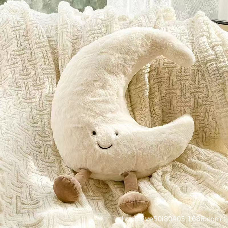 Smiling Sun and Moon Plush Toy, Approx. 30 cm Celestial Soft Companion for Cozy Bedrooms, Reading Corners and Thoughtful Gifts