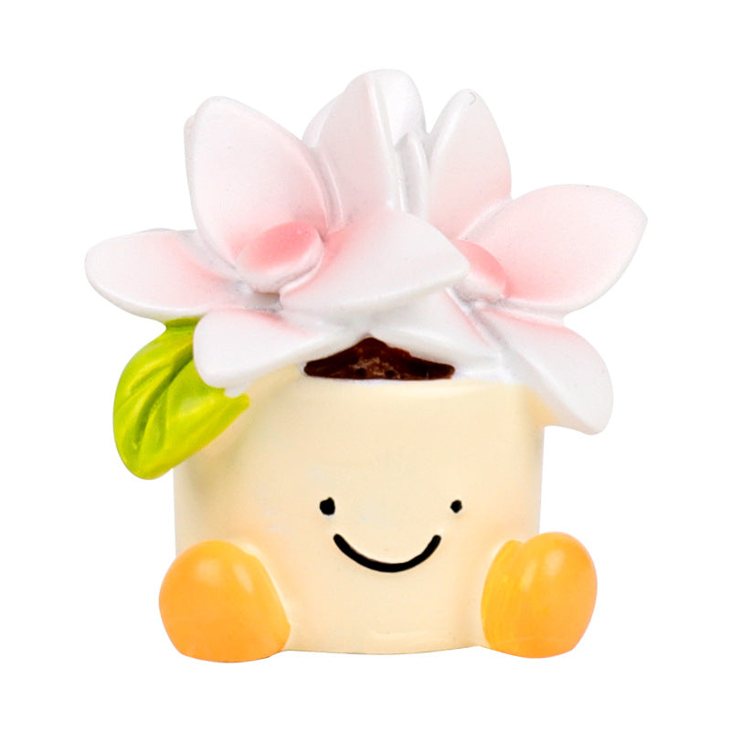 Mini Flower Pot Car Accents, Whimsical Resin Gardenia, Lily of the Valley, Daffodil, Freesia or Heart Planter Figurine for Dashboards and Desks