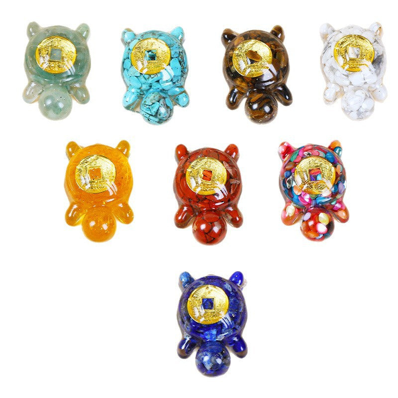Crystal Coin Turtle Wealth Charm - Lucky Feng Shui Tortoise Statue for Prosperity | Mini Crystal Money Turtle Decor
