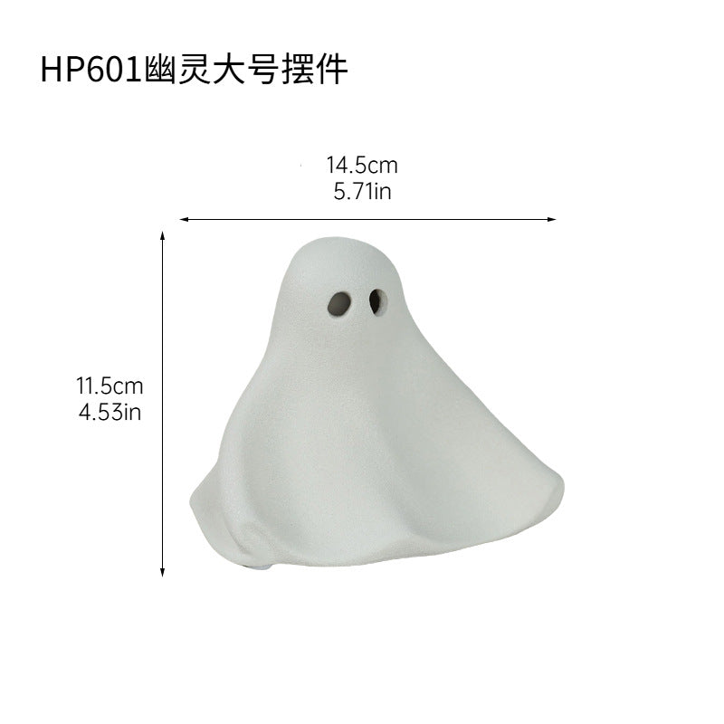 Little Ghost Tabletop Figurine in Two Sizes, Playful White Halloween Accent for Desks, Shelves and Cozy Seasonal Decor