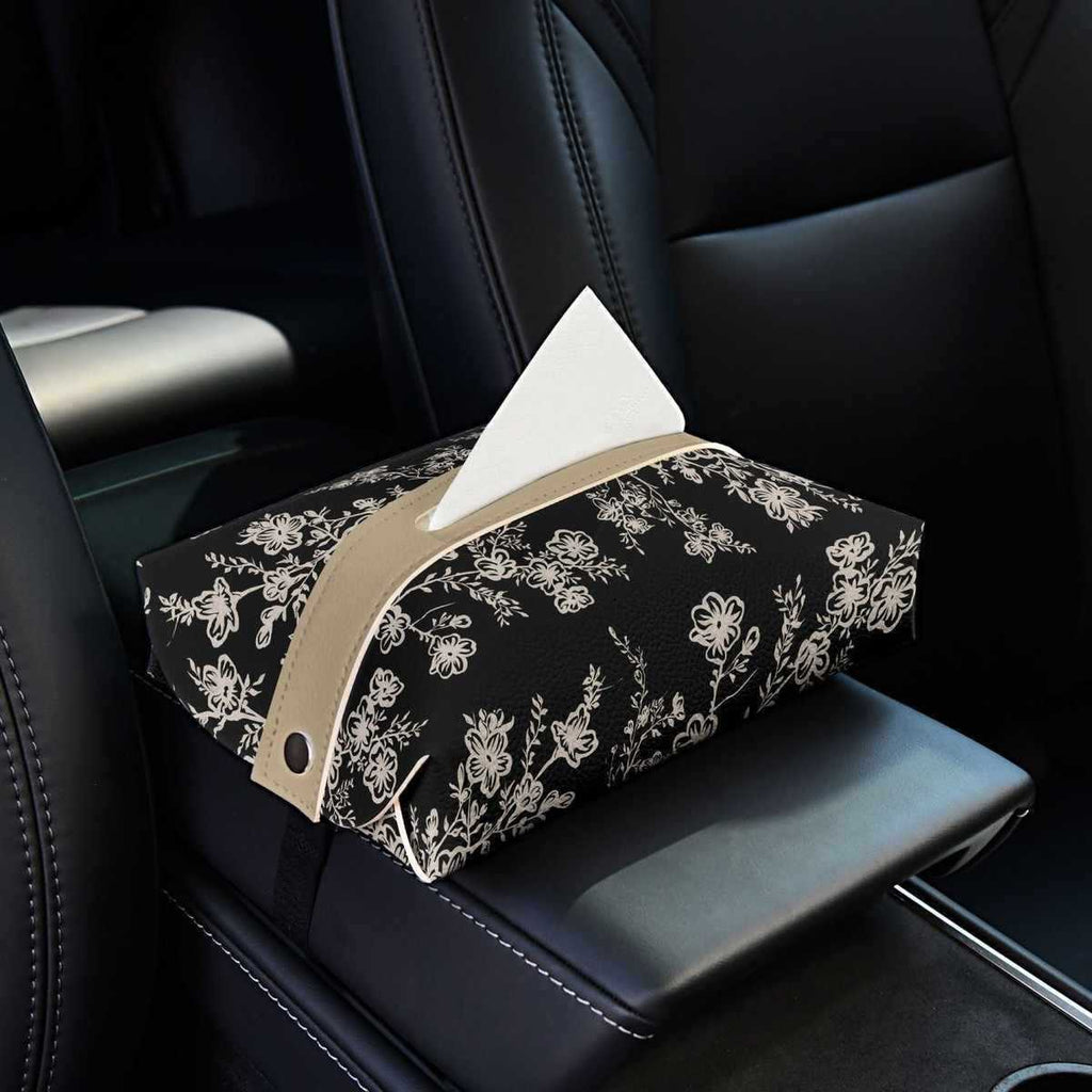 Botanical Car Tissue Box Cover, Floral and Colorful Portable Tissue Holder for Car Seats, Armrests, Desks and Cozy Everyday Spaces