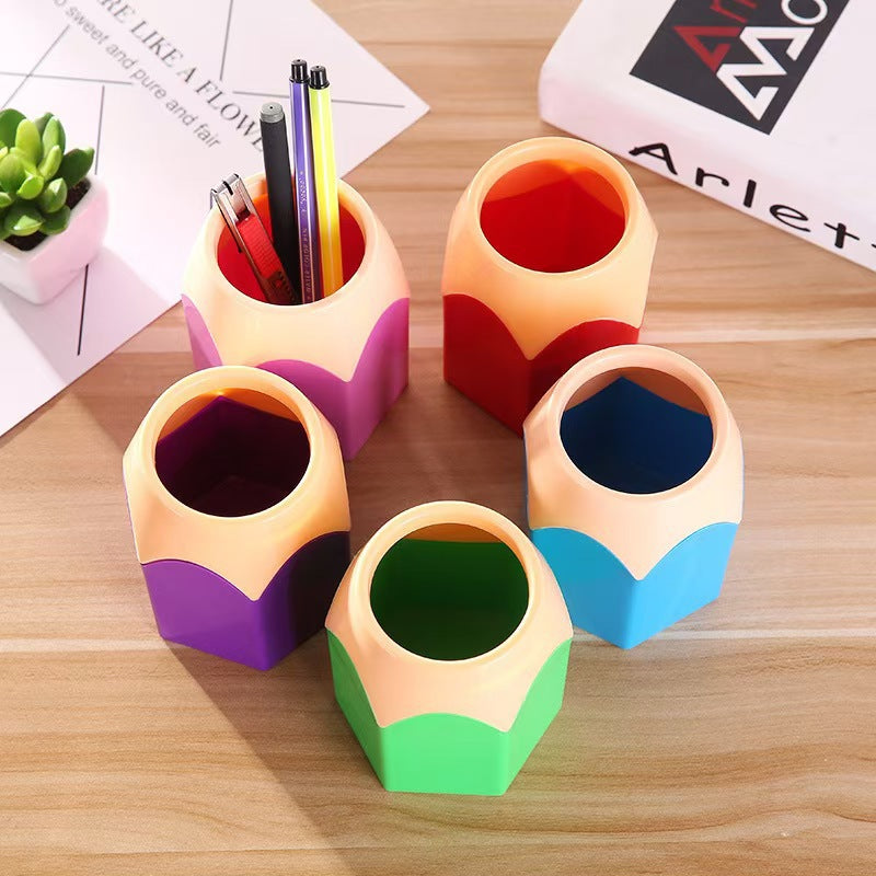 Colorful Pencil-Tip Pen Holder, Playful Desktop Pencil Cup in Pink, Blue, Purple, Green or Red for Creative Workspaces