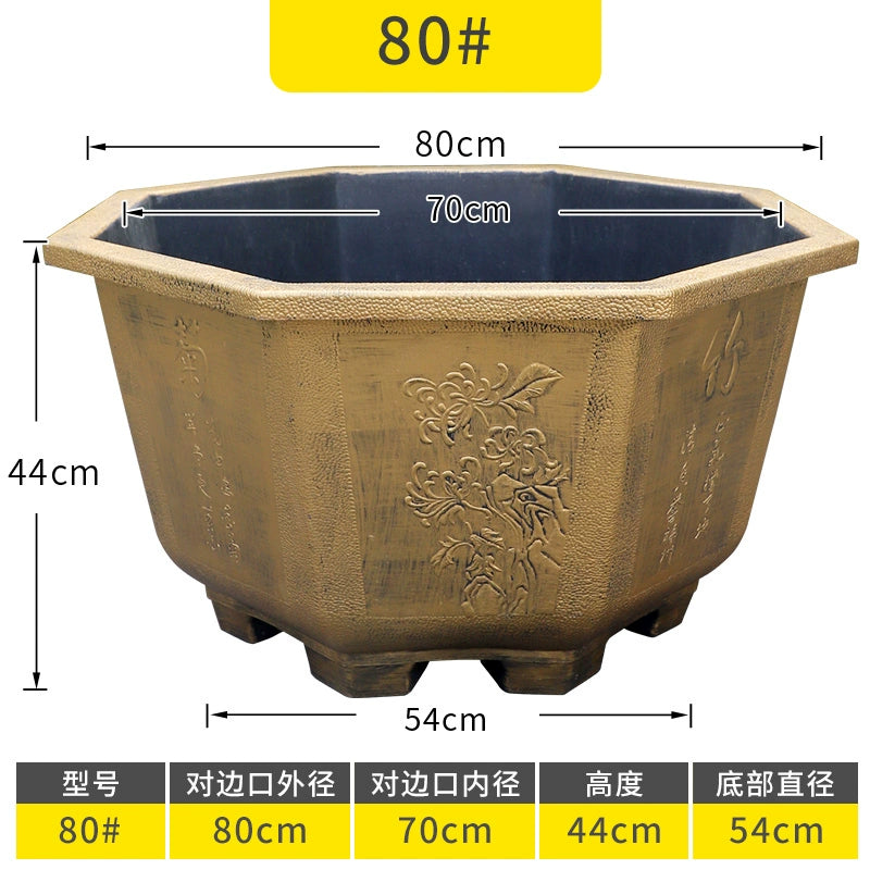 Vintage Resin Flower Pot with Historical Craftsmanship, Outer Diameter 29.5-149cm & Inner Diameter 25-130cm, Retro Planter for Indoor/Outdoor Garden Decoration