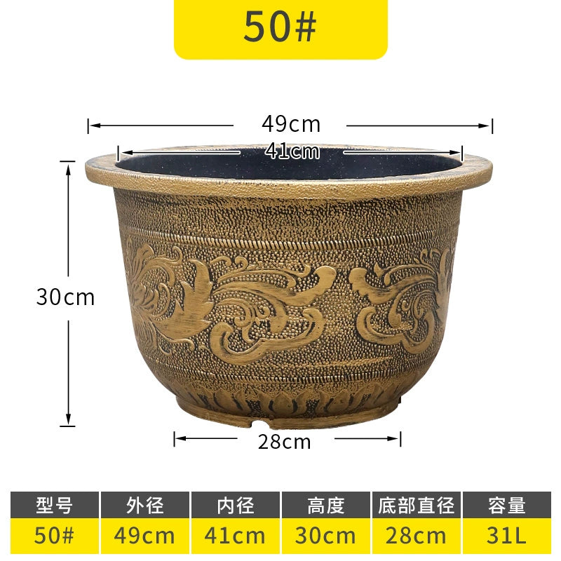 Vintage Resin Flower Pot with Historical Craftsmanship, Outer Diameter 29.5-149cm & Inner Diameter 25-130cm, Retro Planter for Indoor/Outdoor Garden Decoration