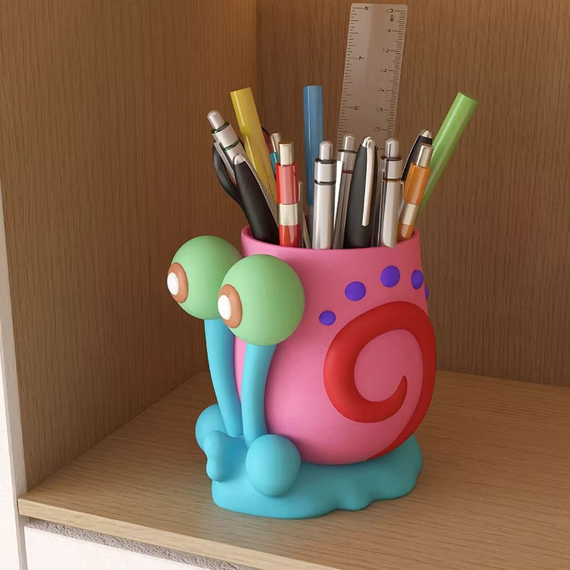 Colorful Snail Pencil Holder, Playful Animal Desk Organizer for Pens, Brushes and Creative Workspaces