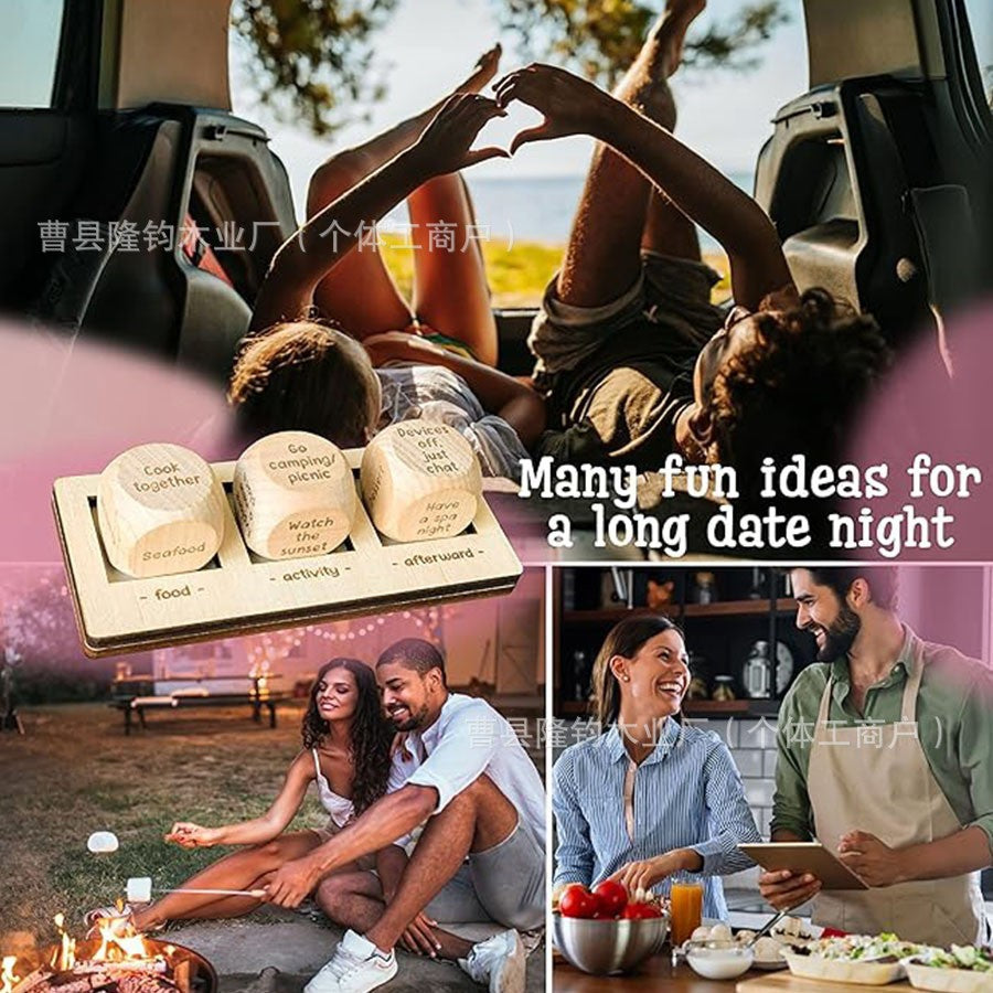 Wooden Date Night Dice | Romantic Couple Game for Fun Date Ideas | Anniversary Valentine's Gift