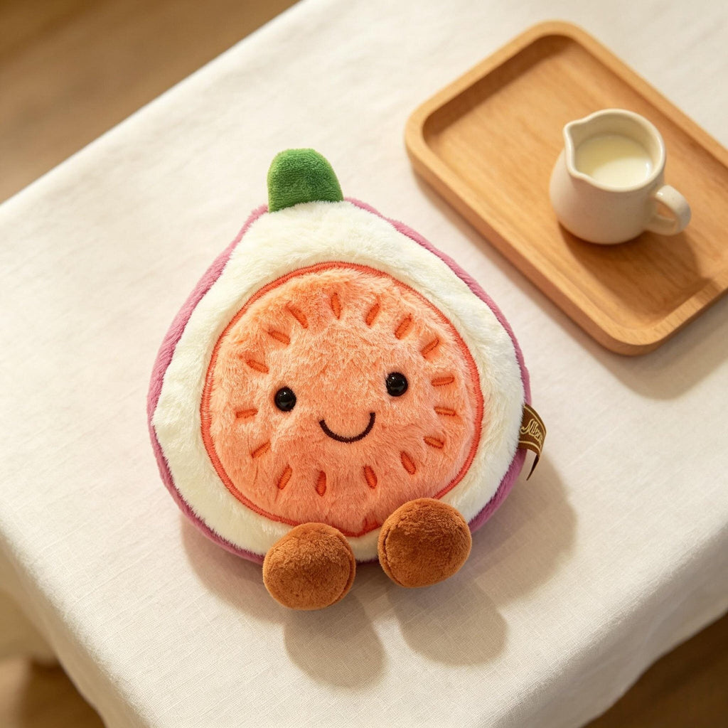 Smiling Fruit Plush Toy, 15 cm Mini Mangosteen Avocado Orange Mango Kiwi or Fig for Cozy Desks and Gifts
