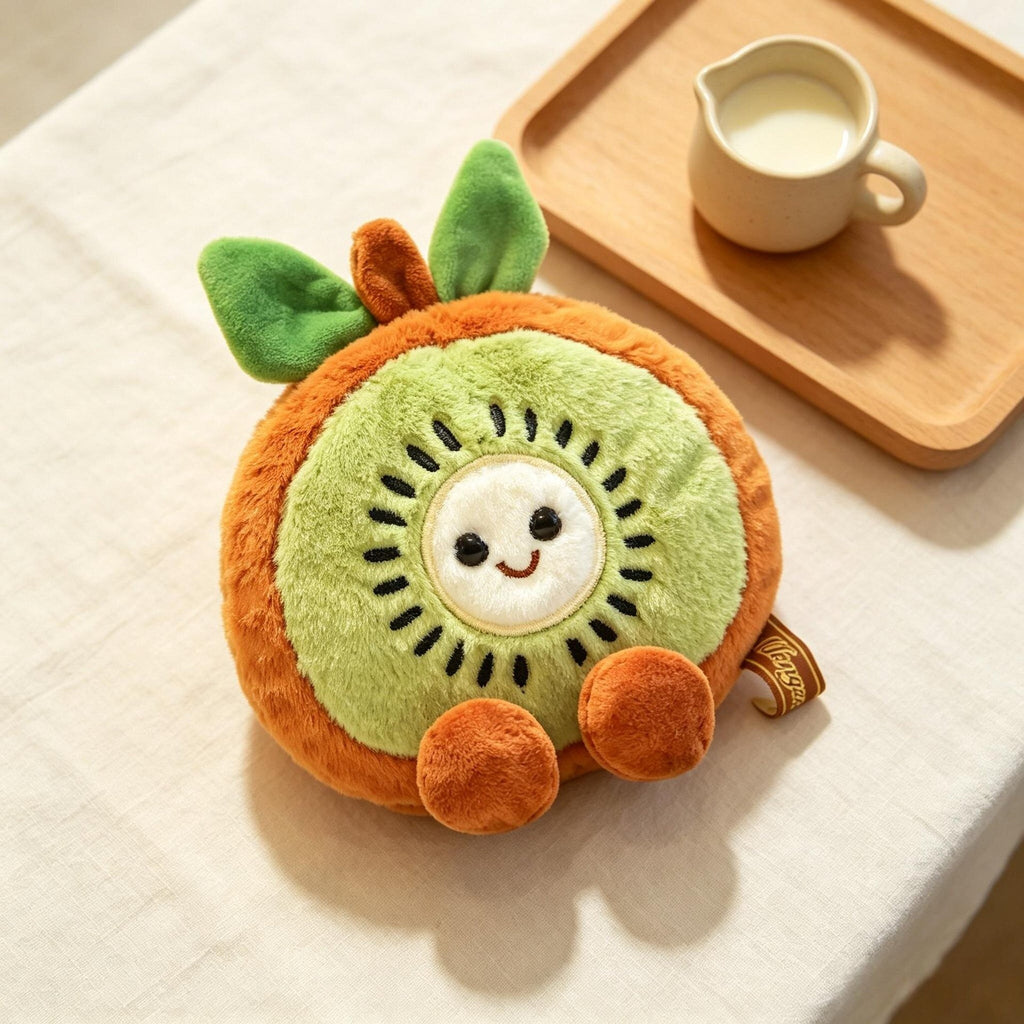 Smiling Fruit Plush Toy, 15 cm Mini Mangosteen Avocado Orange Mango Kiwi or Fig for Cozy Desks and Gifts