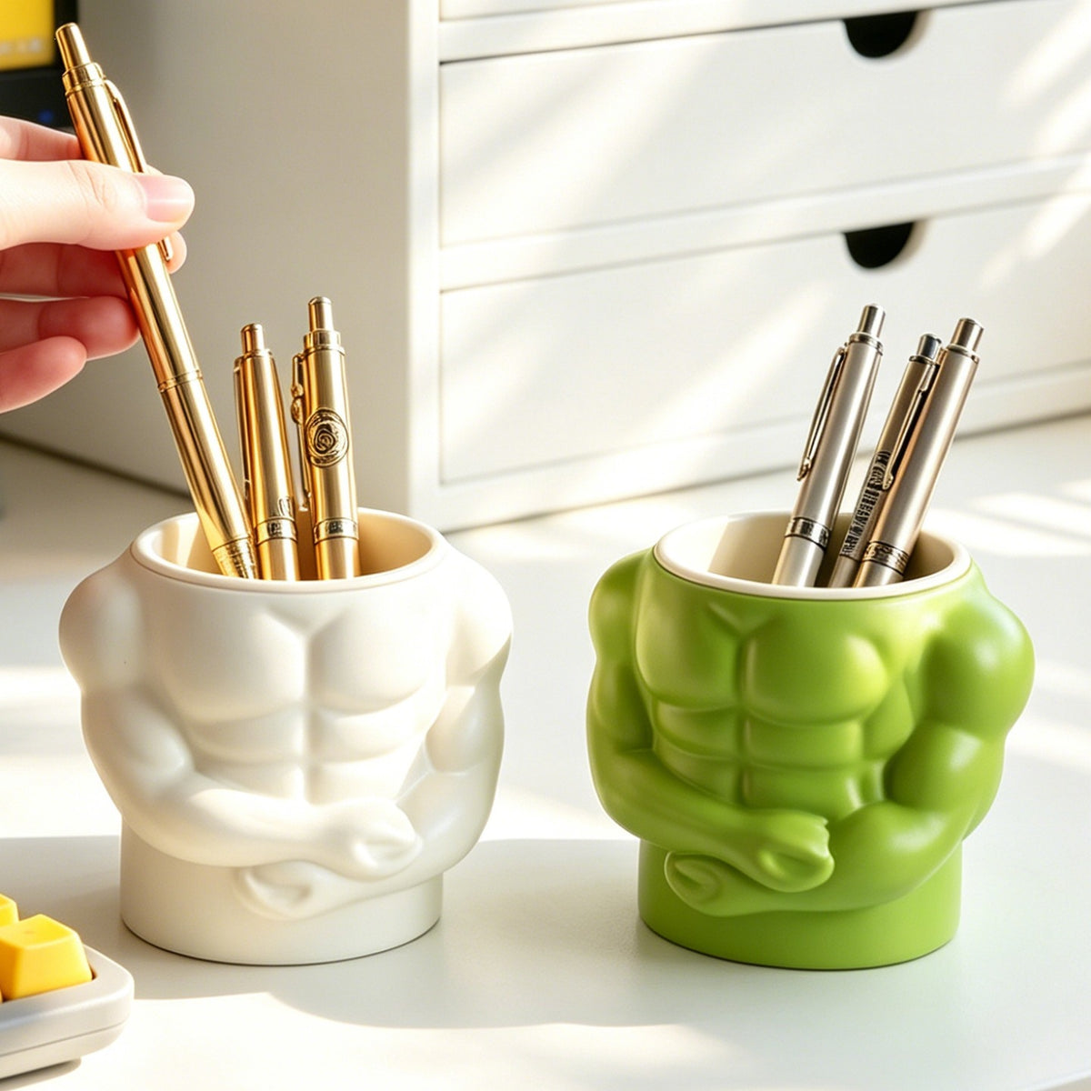 Sculptural Torso Pen Holder, Playful Abs-Shaped Desktop Organizer for Pens, Brushes and Creative Workspaces