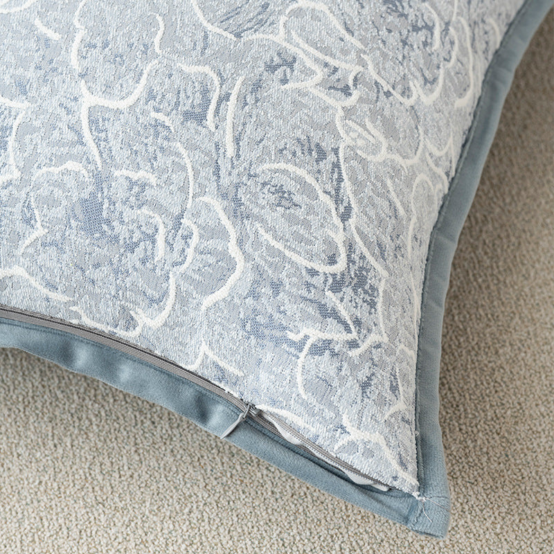 Textured Floral Pillow Cover in Four Designs, Decorative Cushion Case in Coffee, Gray, Blue and Cream for Cozy Sofas and Bedrooms