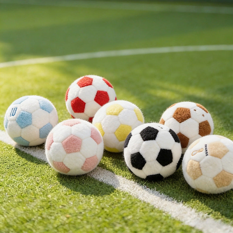 Smiling Soccer Ball Plush Toy, 25 cm Fuzzy Football Cushion in Seven Colors for Sporty Bedrooms, Playful Shelves and Gifts
