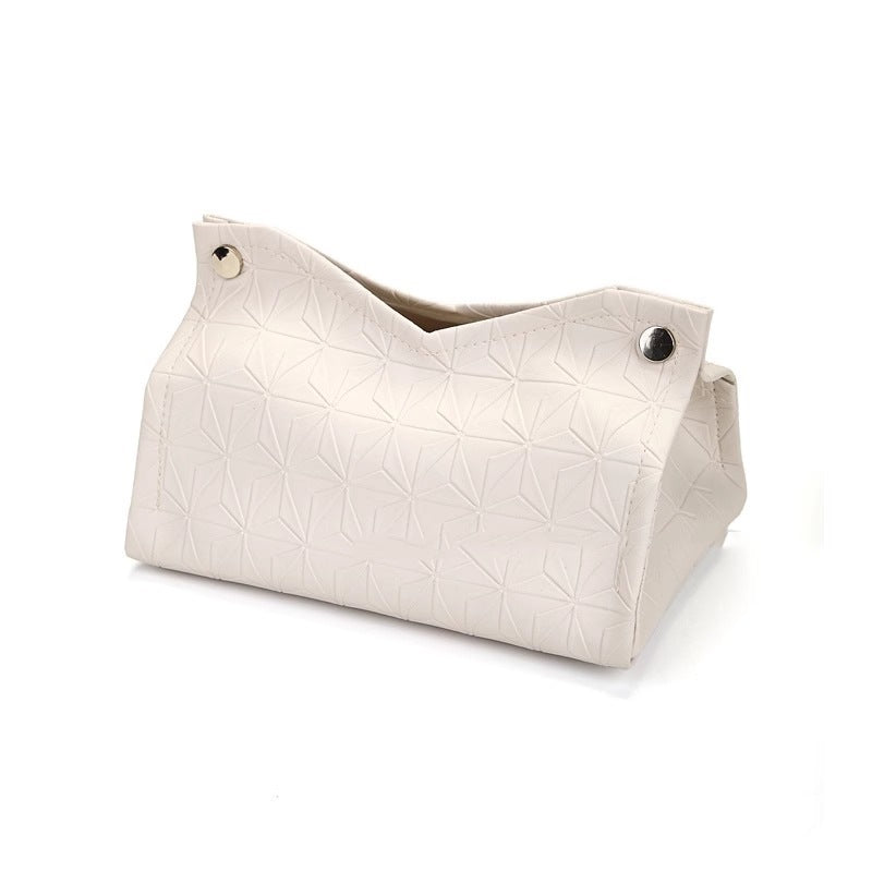 Minimalist PU Leather-Look Tissue Box Cover, Soft Neutral Tabletop Tissue Holder for Living Rooms, Bedrooms and Desks in Four Shades
