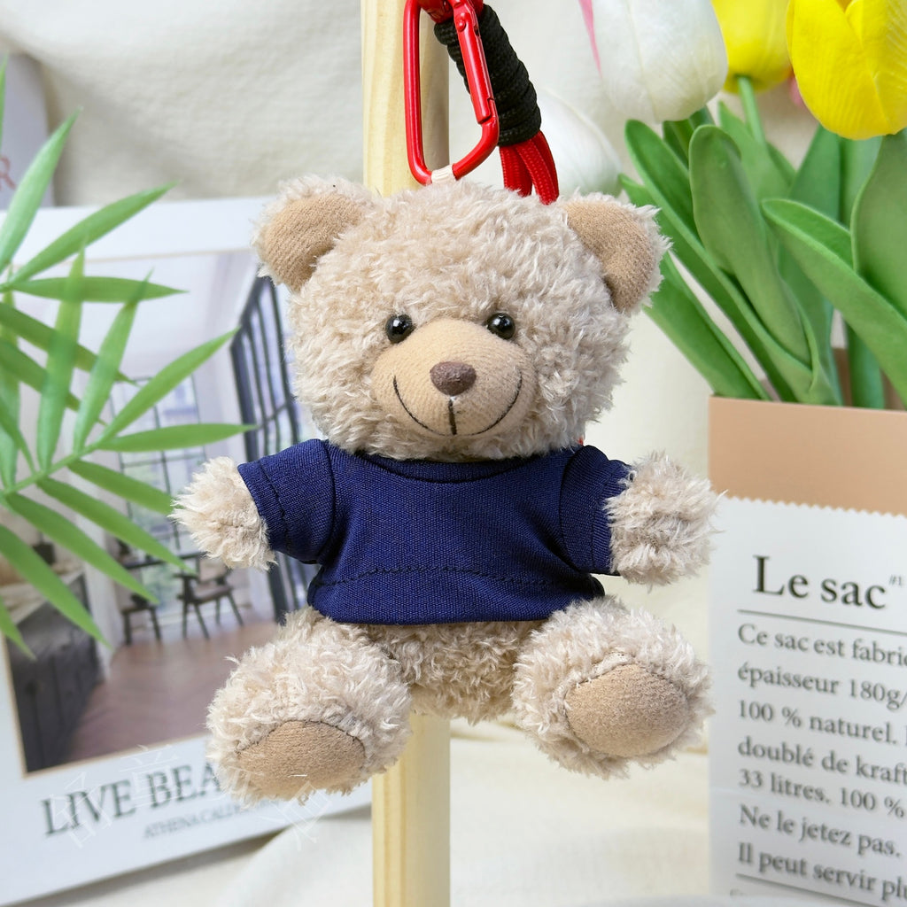 Outfit Teddy Bear Plush Bag Charm, 11 cm Mini Stuffed Bear Keychain in Colorful Sweaters and Shirts