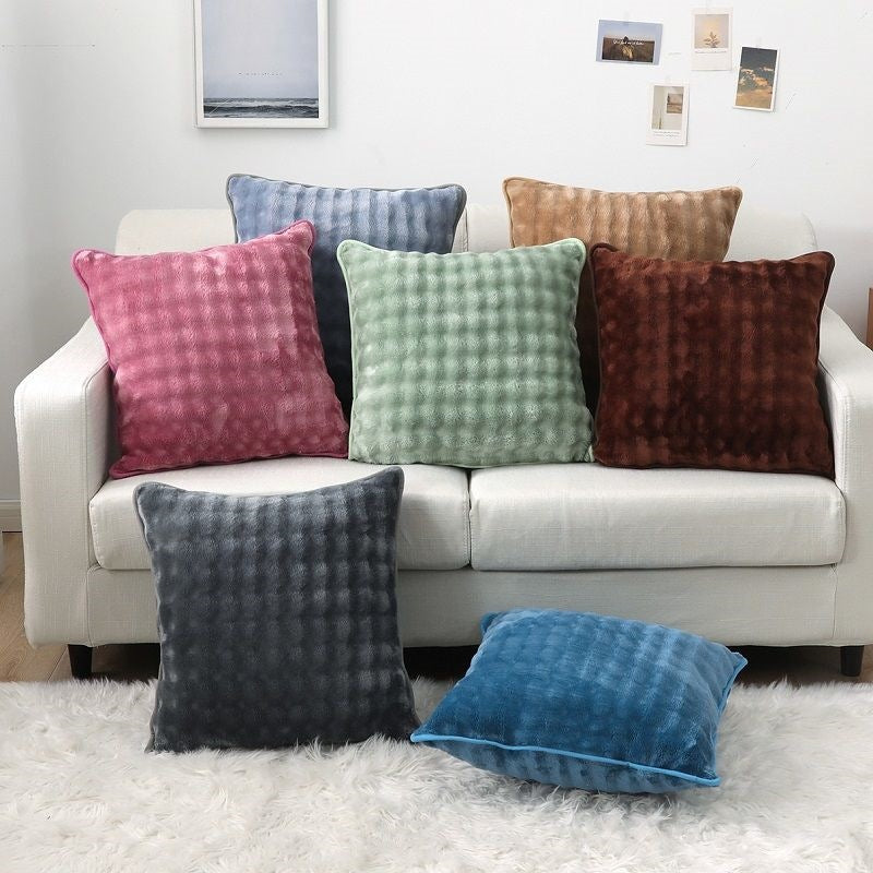 Soft Bubble Texture Pillow Cover | Six Cozy Colors and Three Square Sizes for Sofas, Reading Chairs and Bedrooms