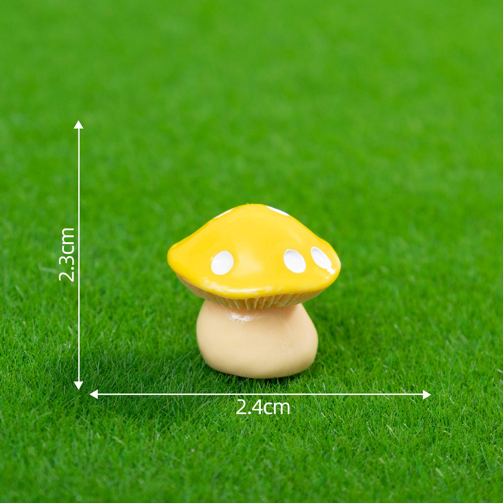Colorful Mini Mushroom Figurine Set of 16, Whimsical Tiny Fungi for Desk Displays, Fairy Gardens and Miniature Scenes