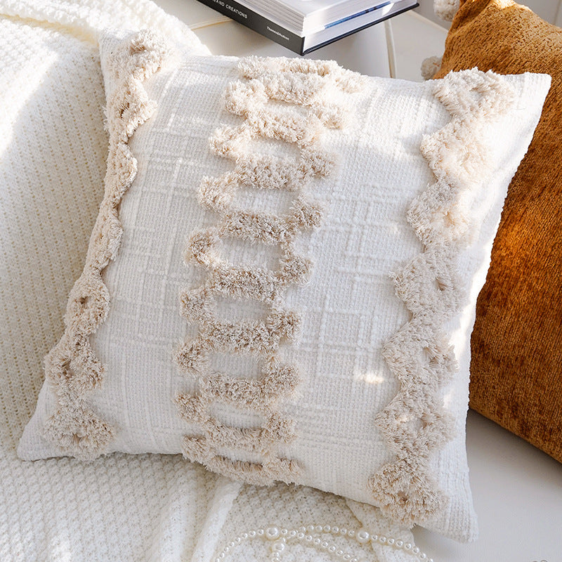 Vintage Cream and Brown Pillow Covers, Rose, Tufted and Geometric Designs for Sofas and Cozy Bedrooms