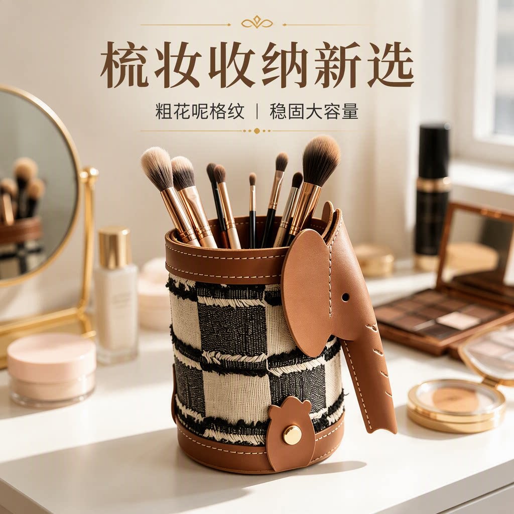 Elephant Accent Pen Holder and Desk Organizer, Decorative Storage Cup for Pens, Brushes and Small Essentials