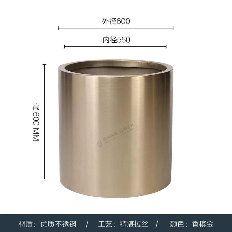 Nordic Creative Cylindrical Stainless Steel Flower Pot - Modern Planter with Diverse Visual Aesthetics for Indoor & Outdoor Decoration