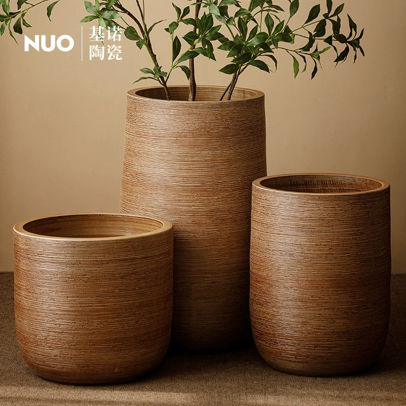 Large caliber ceramic flower pot villa courtyard turtle backed bamboo tree planting green plant vat decoration floor to ceiling large vase