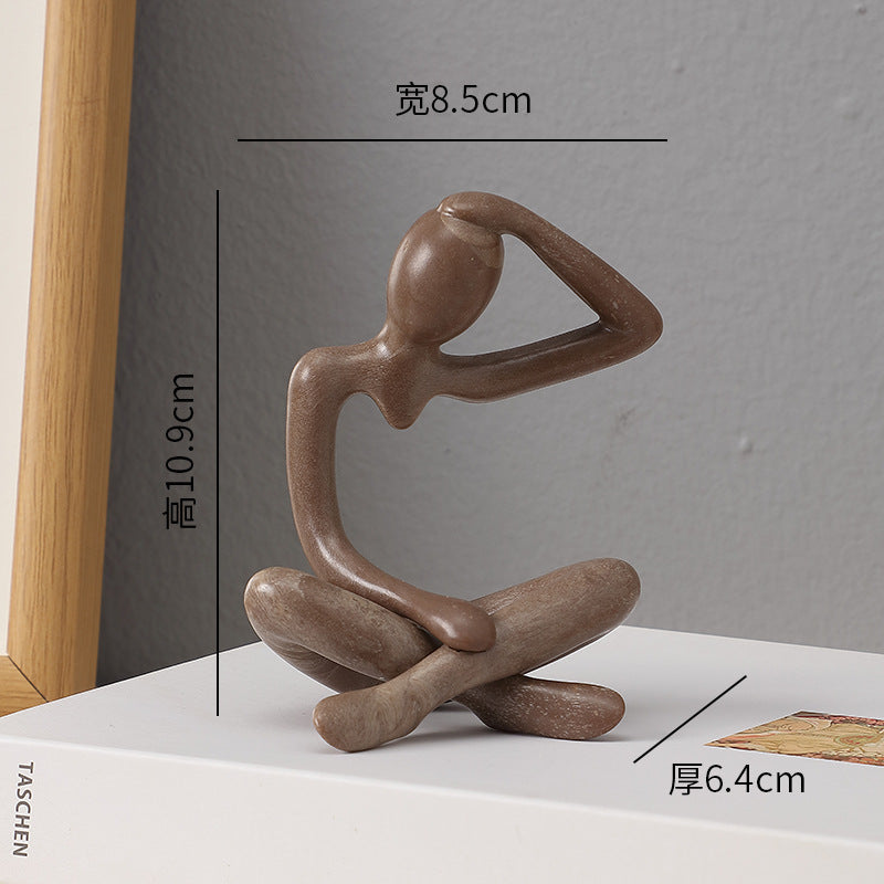 Abstract Thinker Figurine in Four Seated Poses and Four Colors, Modern Mini Sculpture for Desks, Shelves and Creative Gifts
