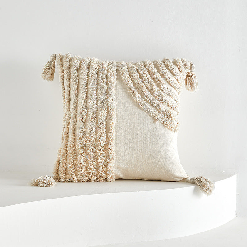 Textured Tufted Pillow Cover with Tassels | Four Boho Geometric Patterns for Sofas, Reading Nooks and Cozy Bedrooms