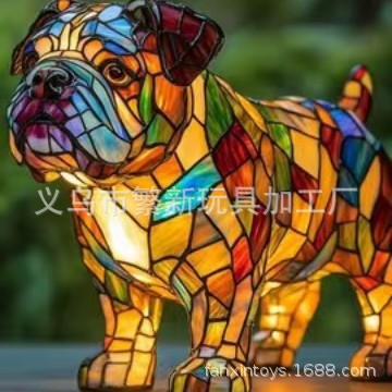 Resin Stained Glass Pet Lamp - Dog/Cat Night Light for Bedroom | Pet Lover Decor | Dachshund/Beagle/Black Cat Table Lamp
