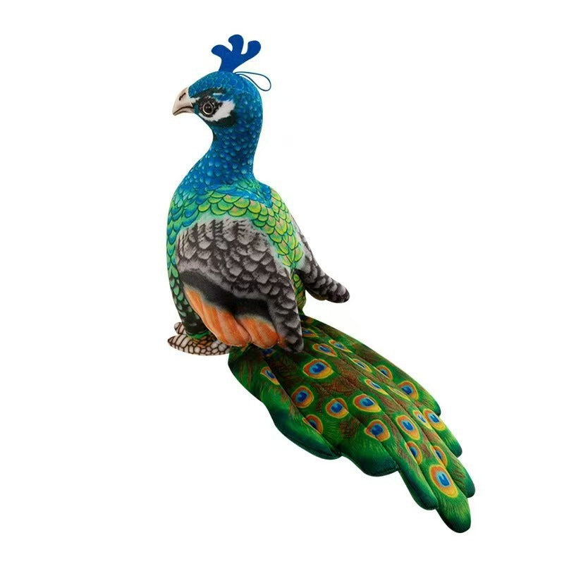 Vibrant Peacock Plush Toy, Blue and Green Bird with Patterned Tail for Nature Inspired Shelves and Thoughtful Gifts