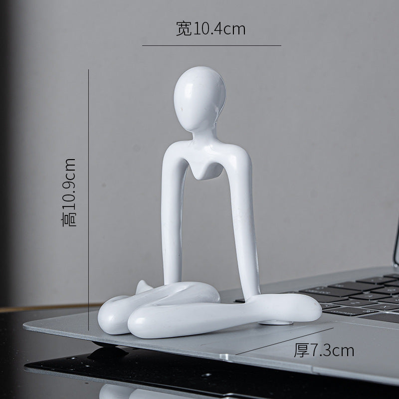 Abstract Thinker Figurine in Four Seated Poses and Four Colors, Modern Mini Sculpture for Desks, Shelves and Creative Gifts