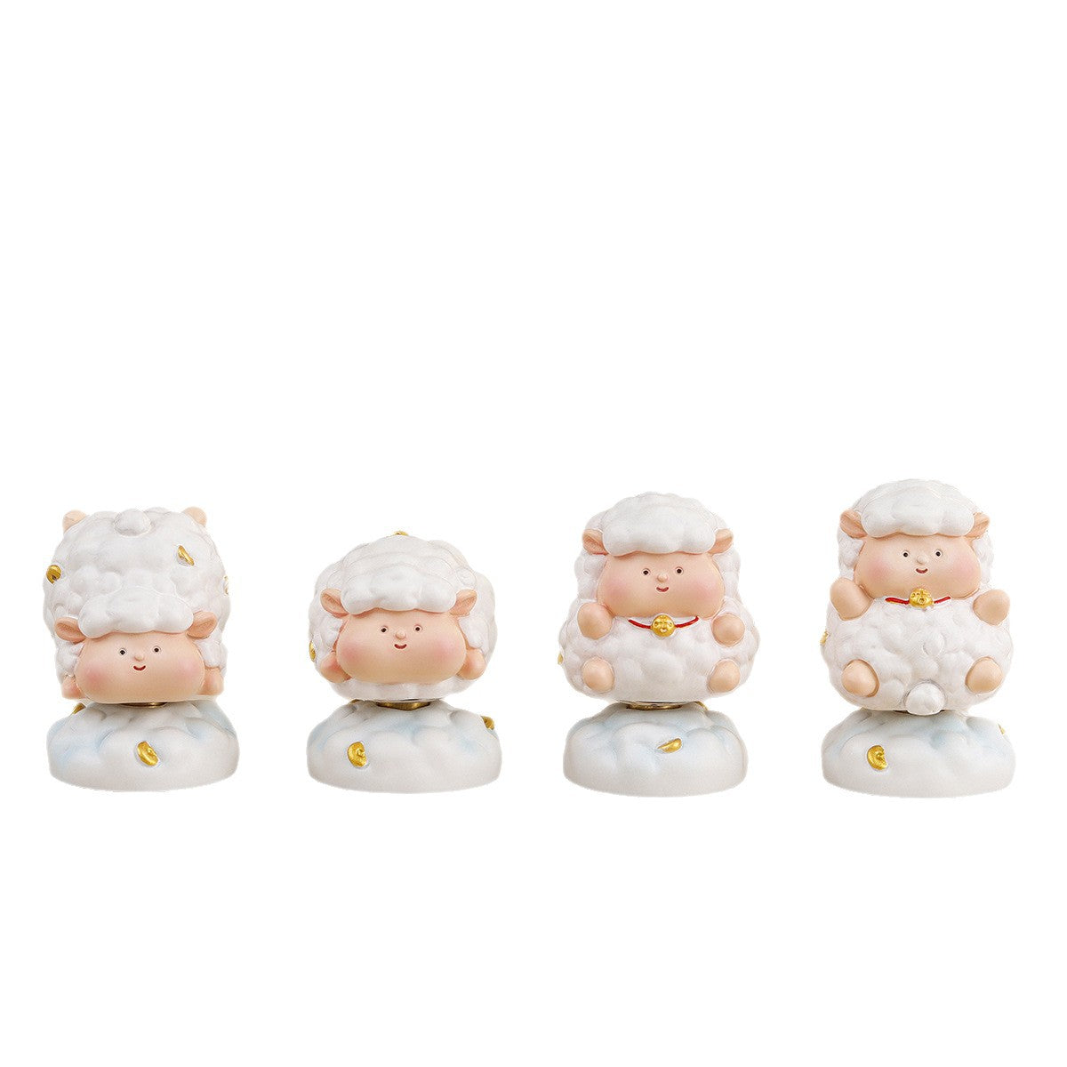 Whimsical Lamb Desk Figurine, Sweet Sheep Tabletop Ornament in Six Pose Options or a Four Piece Set for Cozy Shelves and Gifts
