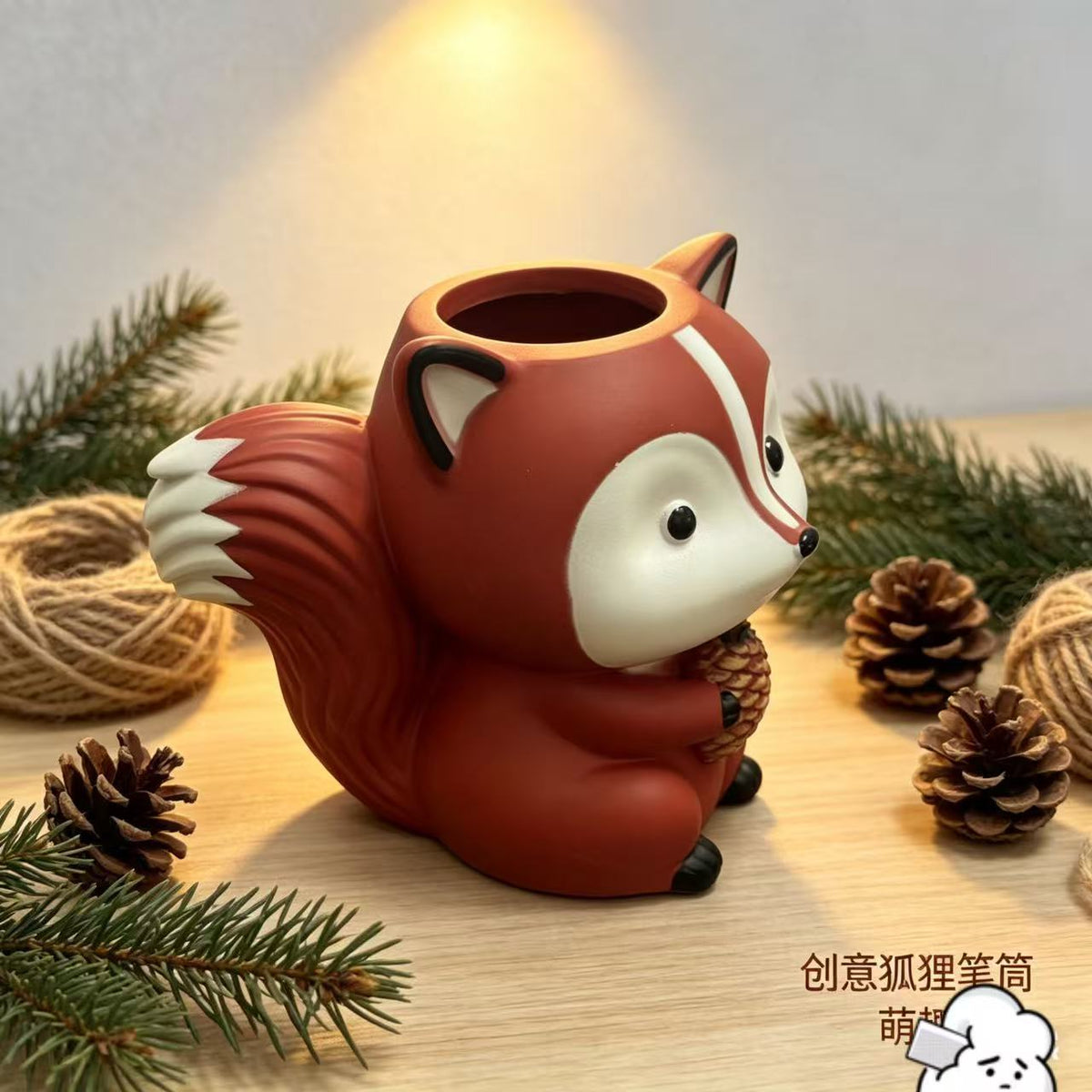 Whimsical Animal Pencil Holder, Squirrel, Cat or Deer Desk Cup for Pens, Brushes and Cozy Workspace Decor