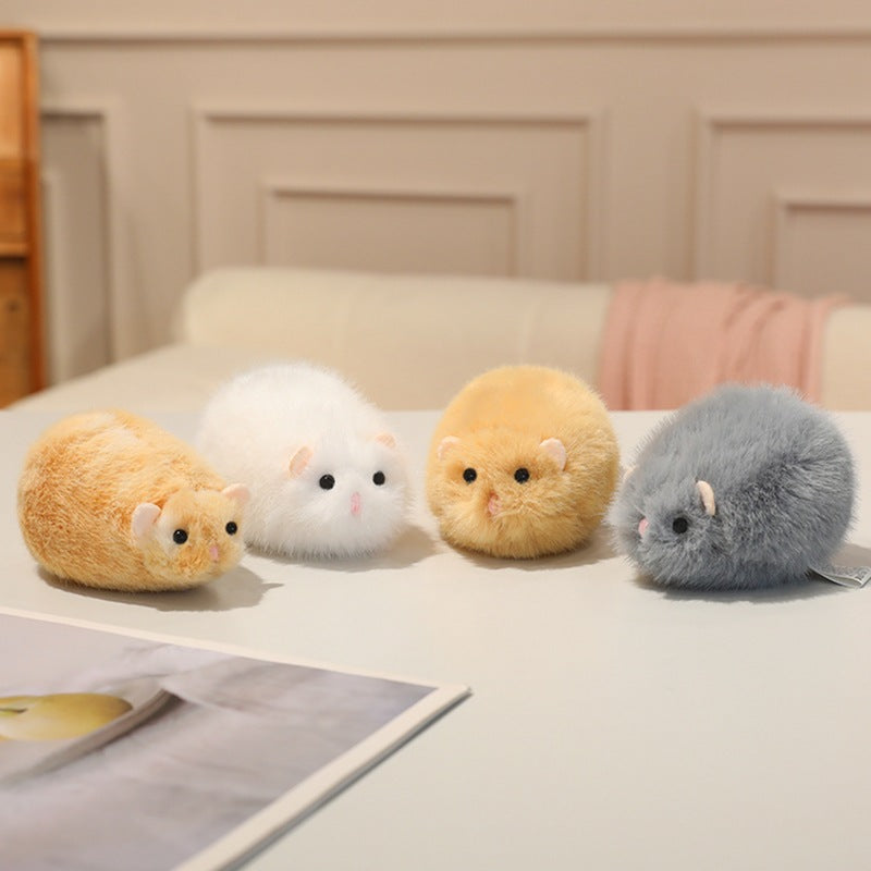 Fluffy Hamster Plush Bag Charm, 13 cm Mini Hamster Keychain in Gray, White or Brown for Backpacks and Sweet Little Gifts