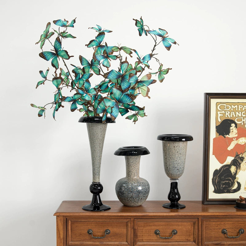 Black glass wabi sabi style vase
