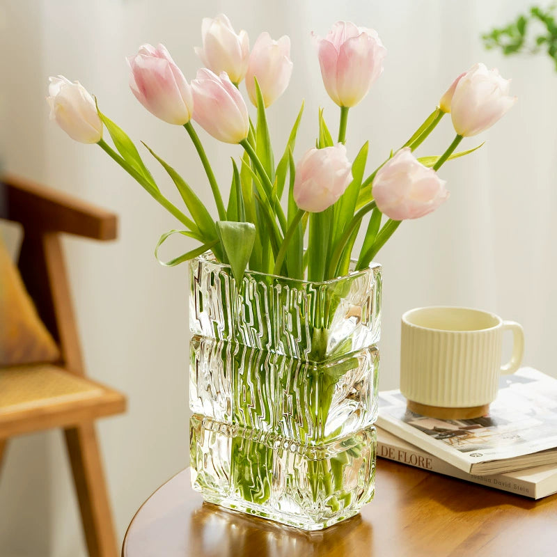 Heavy - Duty Textured Glass Flower Vase