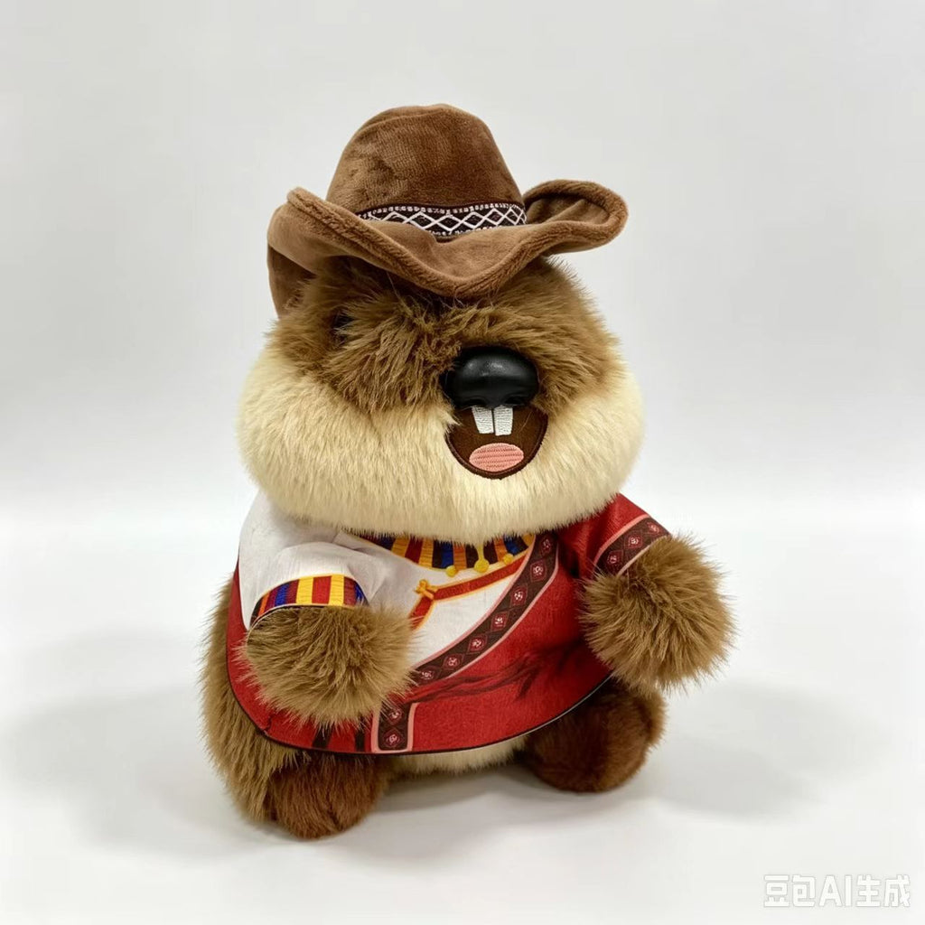 Marmot Plush Toy, 16–28 cm Stuffed Woodland Animal in Brown, Gray, Khaki or Patterned Vest Styles for Cozy Gifts