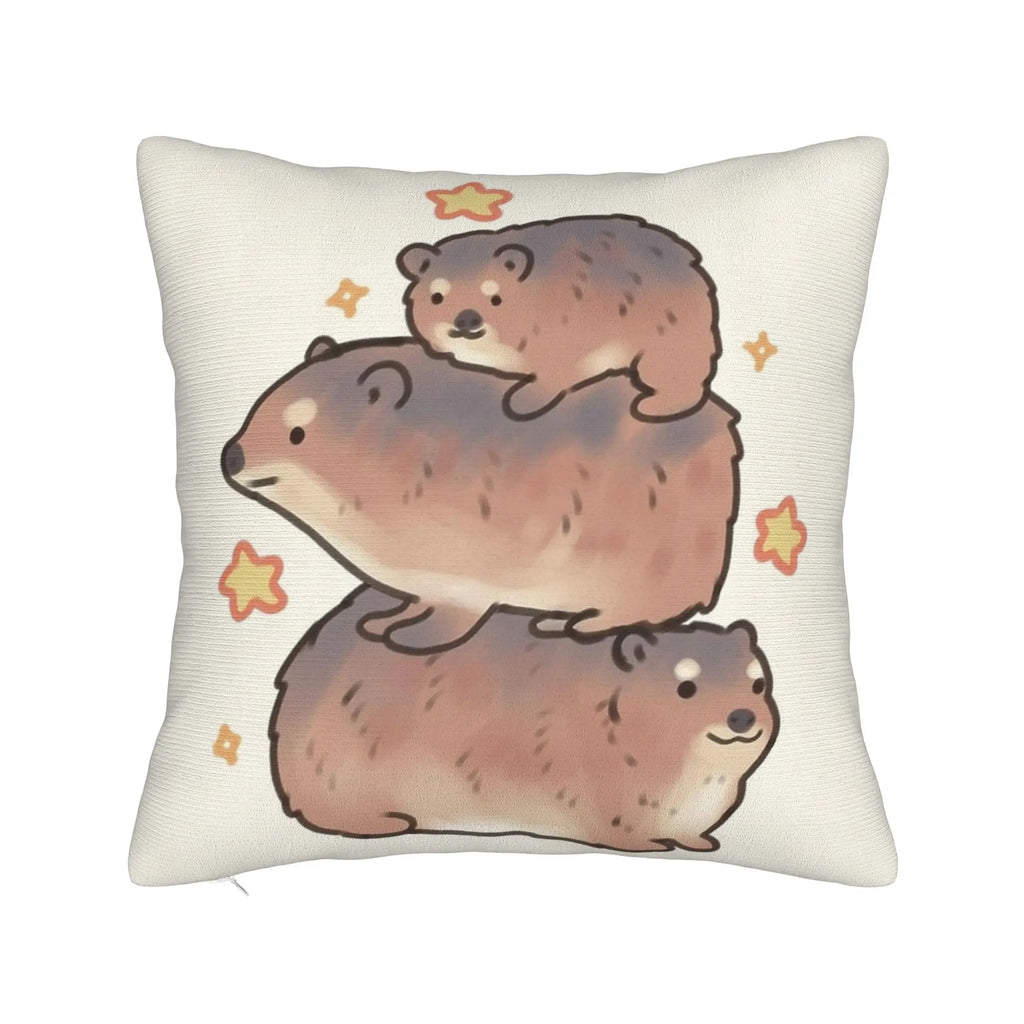 Bow-Tied Rock Hyrax Printed Pillow Cover