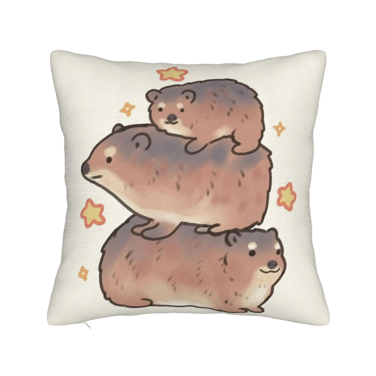 Bow-Tied Rock Hyrax Printed Pillow Cover