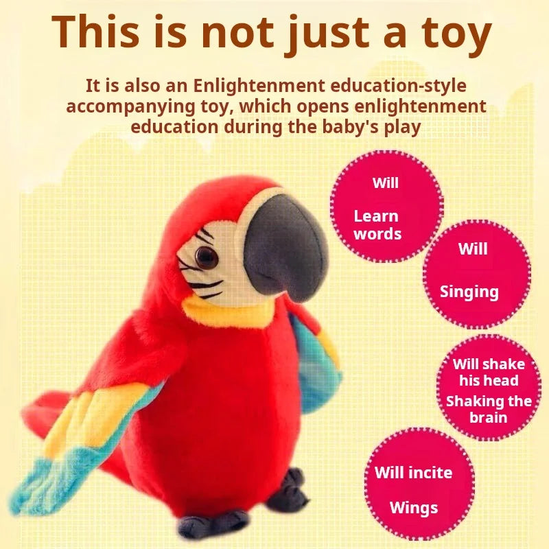 Talking Macaw Parrot Repeat What You Say Stuffed Animal Plush Toy Electronic Record Animated Bird Speaking Parrot Pet Plush Toys