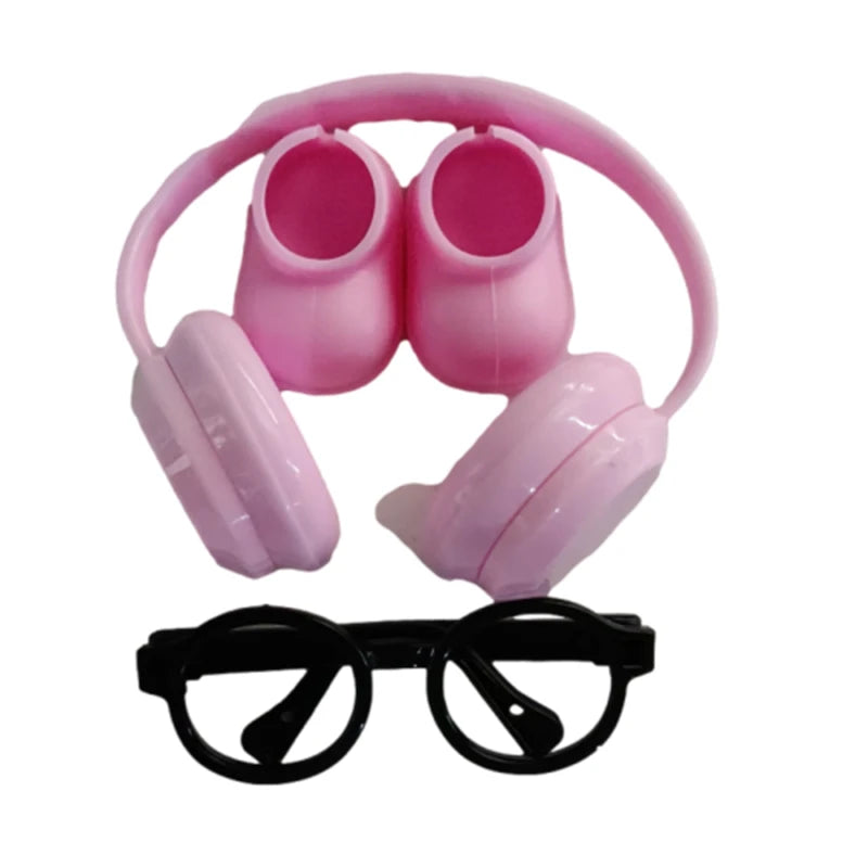 DIY accessories for labubu V1 V2 shoes without lenses glasses stylish plastic headphone set plush doll decoration birthday gift