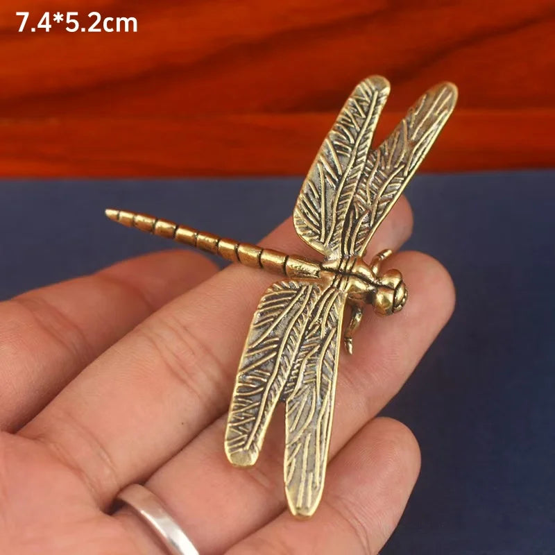 Mini Insect Desk Figurine, Gold-Tone or Black Mantis and Dragonfly Sculpture for Bookshelves, Home Office and Nature-Inspired Decor