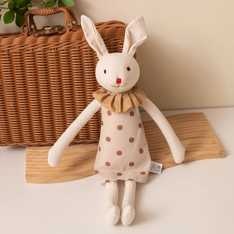 Stuffed Bunny Cloth Dress Toys Smoothing Toy for Infant  Cuddling sleep doll for Girls Handmade Diversity Brown Rabbit Plushie