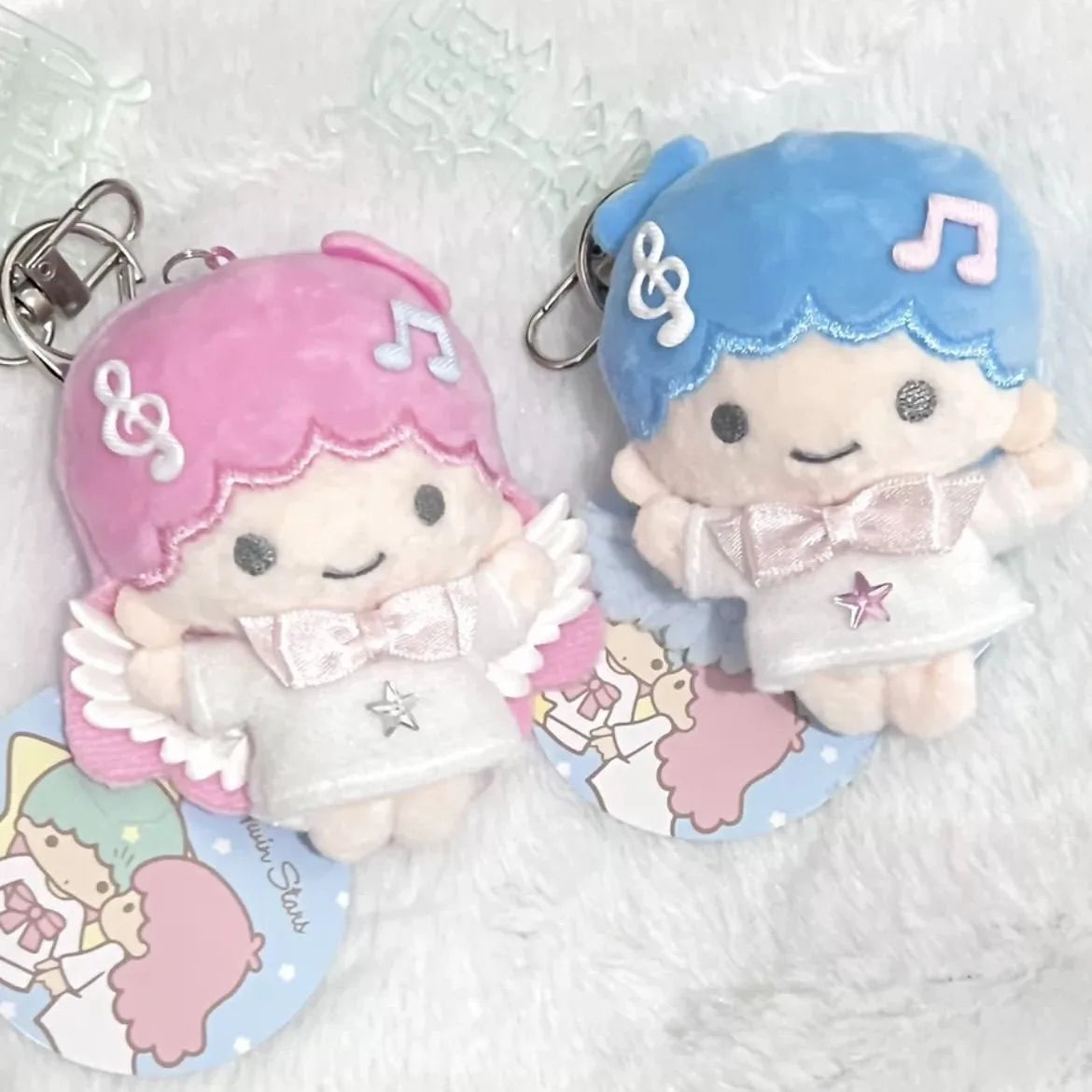 “Little Twin Stars Plush Keychains - 10cm Cute Angel Twin Girls Stuffed Toy Keychain, Soft Kawaii Pendant for Backpack/Keys, Gift for Sanrio Fans & Kids”