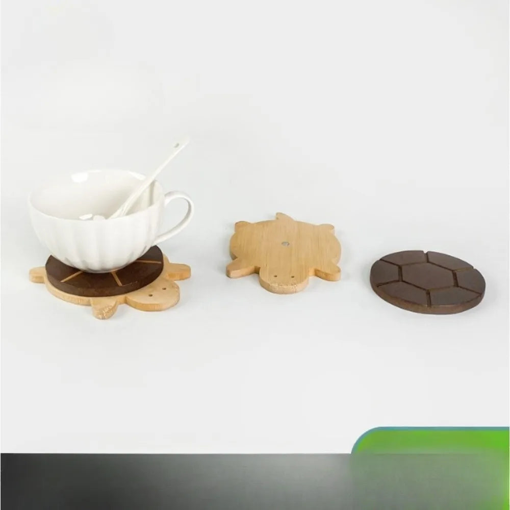 Turtle-Shaped Black Walnut Wood Tea Mat, Decorative Wooden Pad for Teapots, Coffee Corners and Nature-Inspired Tables
