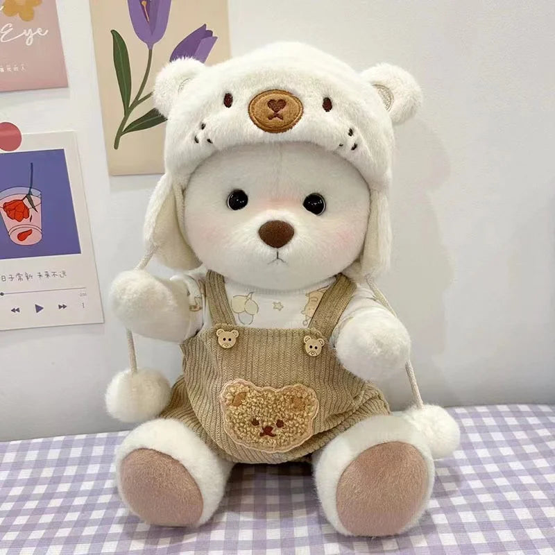 30cm High Quality Handmade Bear Plush Toy Cosplay Change Dress Cloth Girl Hug Cuddly Plushie Doll for Girlfriend Christmas Gift